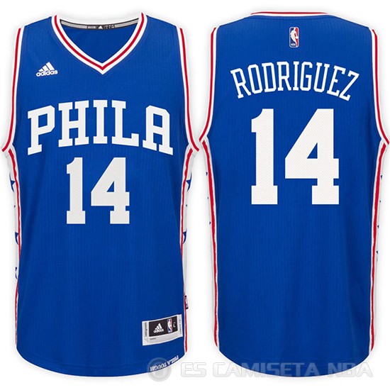 Camiseta Rodriguez #14 Philadelphia 76ers Azul - Haga un click en la imagen para cerrar